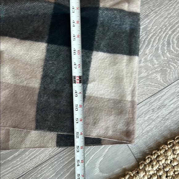 Plaid Fringe Scarf in Black and Tan - Picture 2 of 8